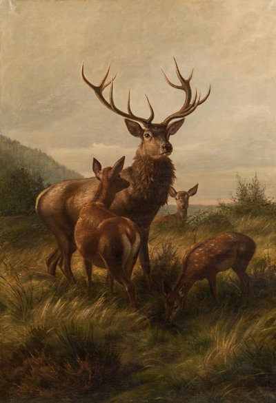 Stag with Hinds by Carl Friedrich Deiker